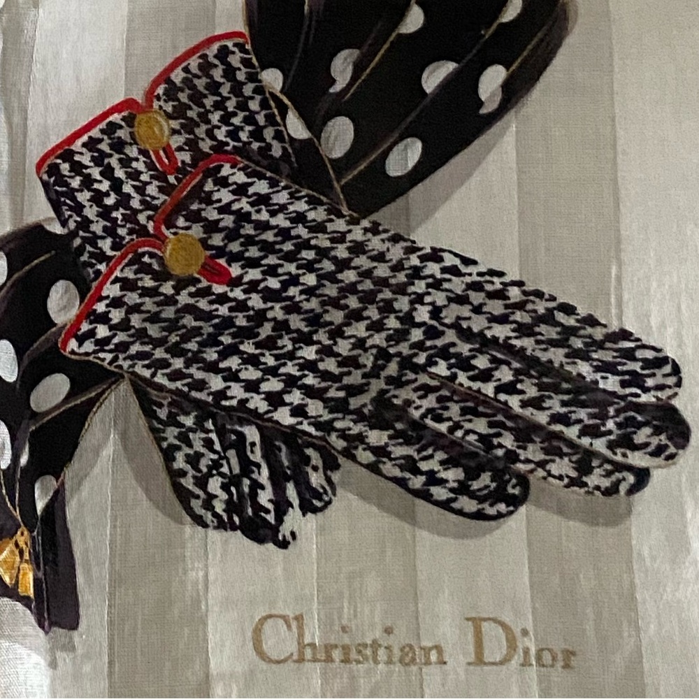 Vintage Christian DIOR Small Scarf Neck Hair Cotton Glove Print